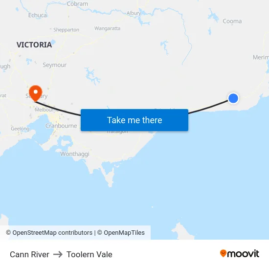 Cann River to Toolern Vale map