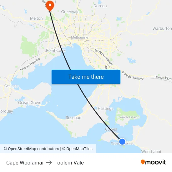 Cape Woolamai to Toolern Vale map