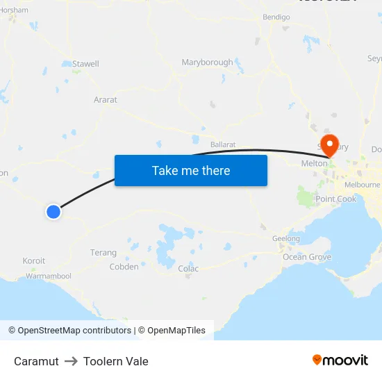 Caramut to Toolern Vale map
