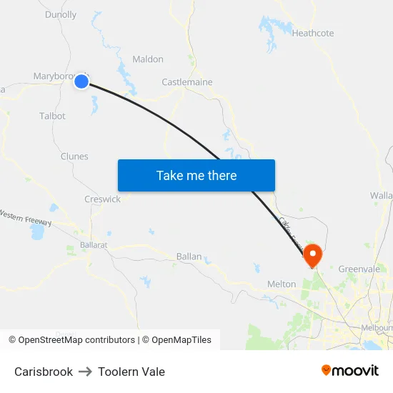 Carisbrook to Toolern Vale map
