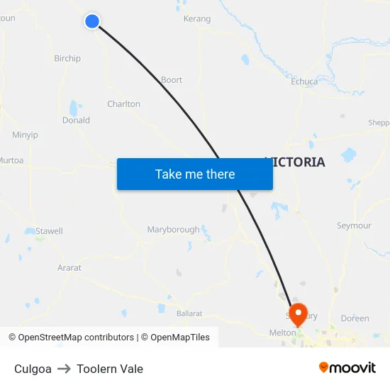 Culgoa to Toolern Vale map