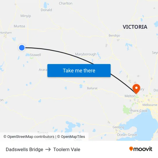 Dadswells Bridge to Toolern Vale map