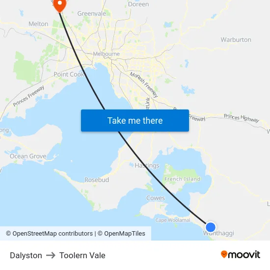 Dalyston to Toolern Vale map