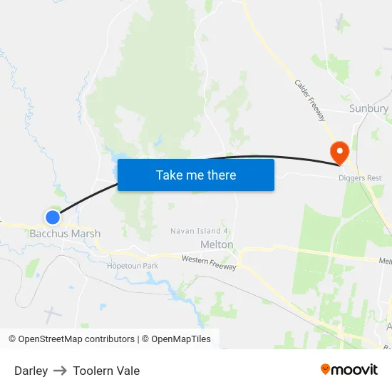 Darley to Toolern Vale map