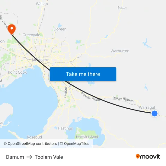 Darnum to Toolern Vale map
