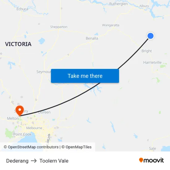 Dederang to Toolern Vale map