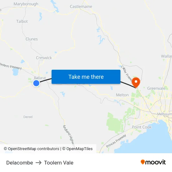 Delacombe to Toolern Vale map