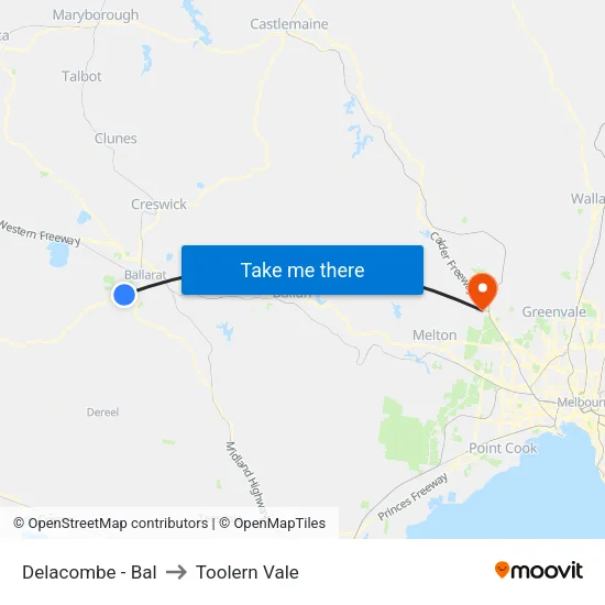 Delacombe - Bal to Toolern Vale map