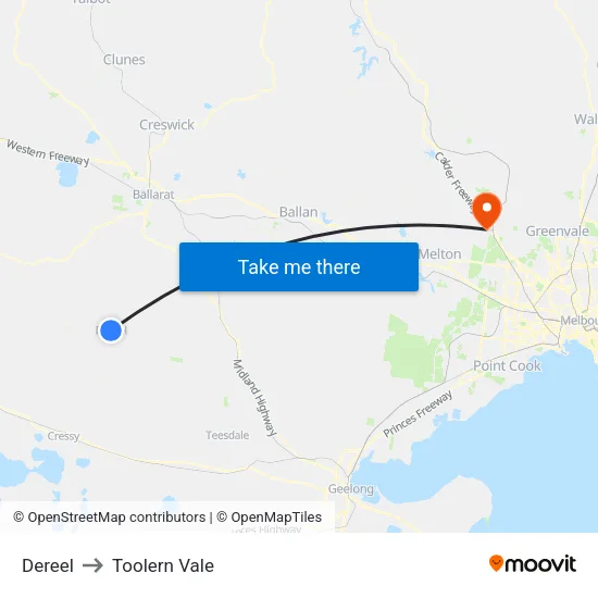 Dereel to Toolern Vale map