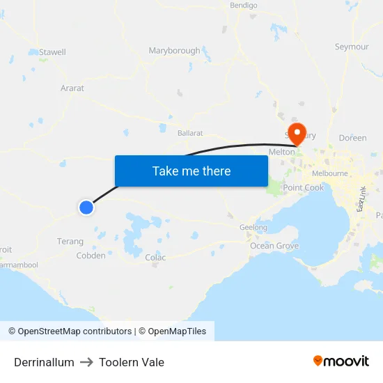 Derrinallum to Toolern Vale map