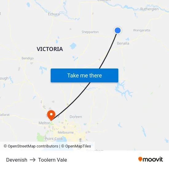 Devenish to Toolern Vale map