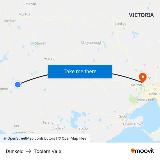 Dunkeld to Toolern Vale map