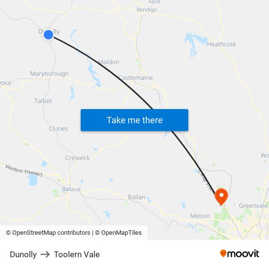 Dunolly to Toolern Vale map