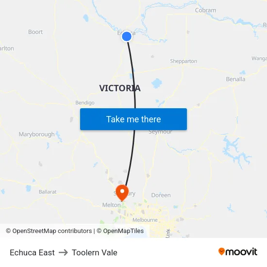 Echuca East to Toolern Vale map