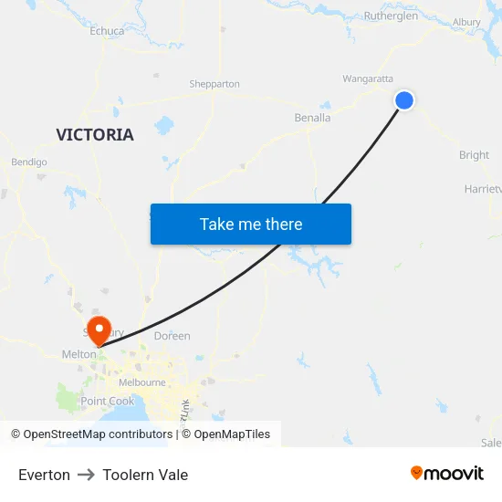 Everton to Toolern Vale map