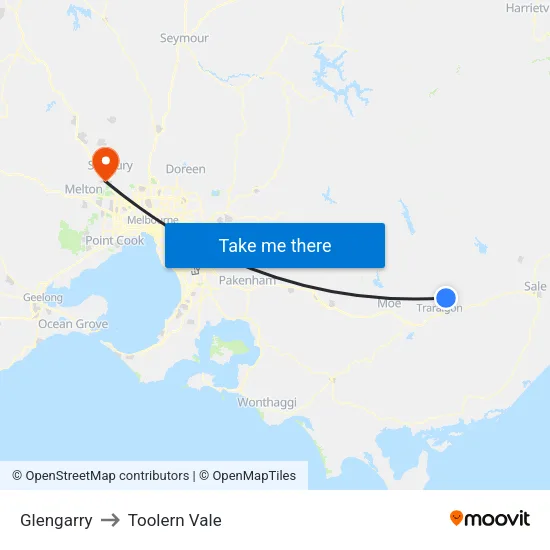 Glengarry to Toolern Vale map