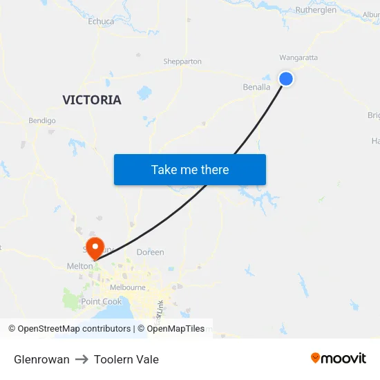 Glenrowan to Toolern Vale map