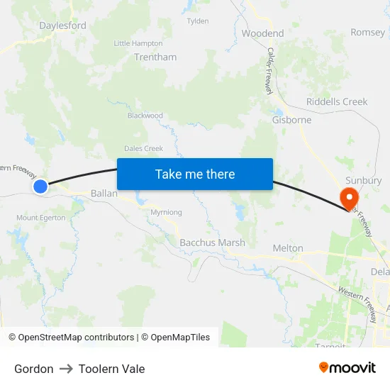 Gordon to Toolern Vale map