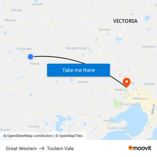 Great Western to Toolern Vale map