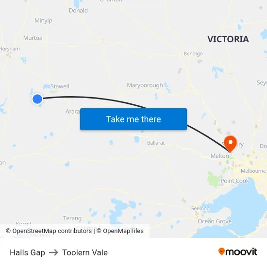 Halls Gap to Toolern Vale map