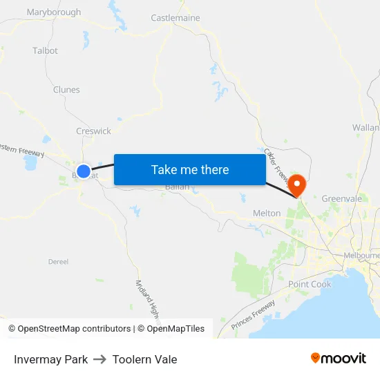 Invermay Park to Toolern Vale map