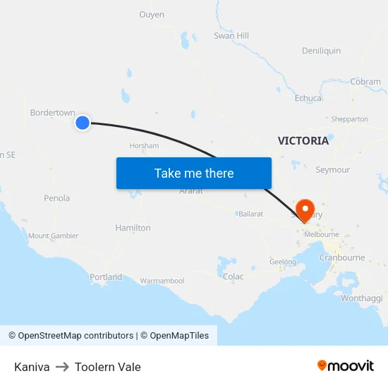 Kaniva to Toolern Vale map