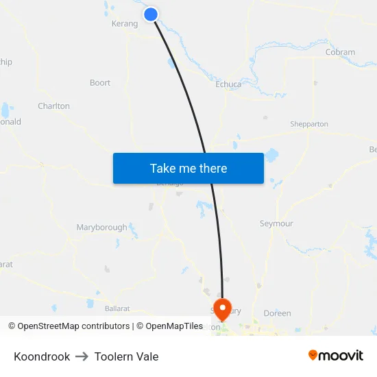 Koondrook to Toolern Vale map