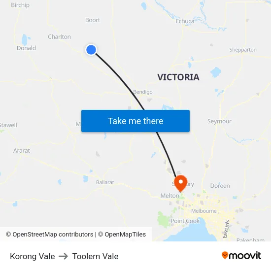 Korong Vale to Toolern Vale map
