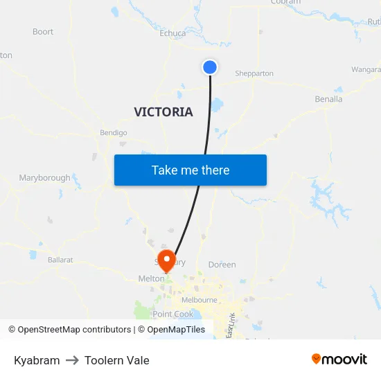 Kyabram to Toolern Vale map