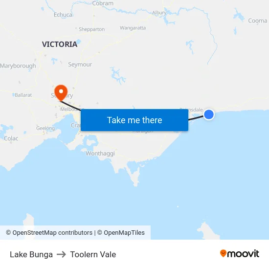 Lake Bunga to Toolern Vale map