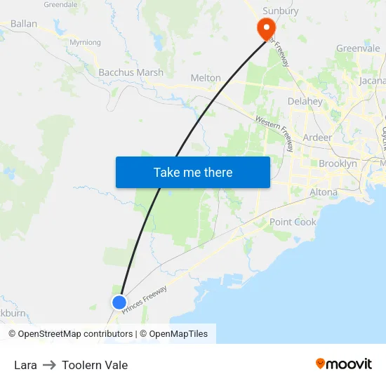 Lara to Toolern Vale map