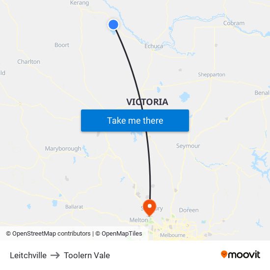 Leitchville to Toolern Vale map