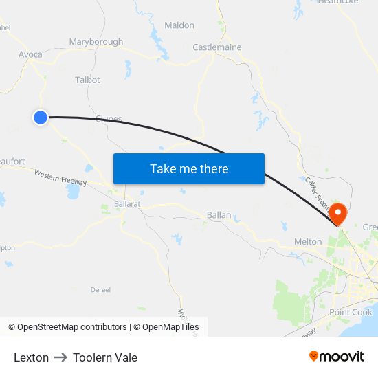 Lexton to Toolern Vale map