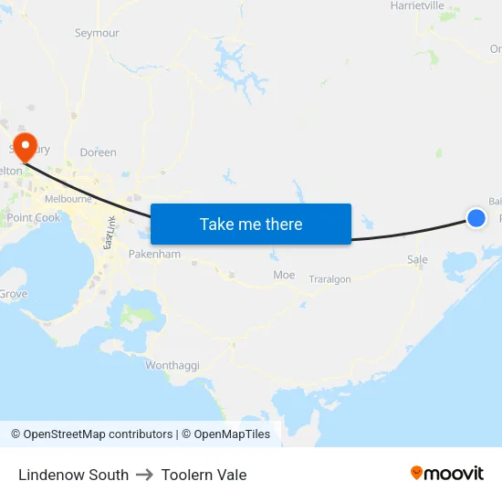 Lindenow South to Toolern Vale map