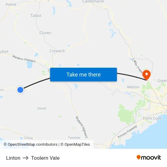 Linton to Toolern Vale map