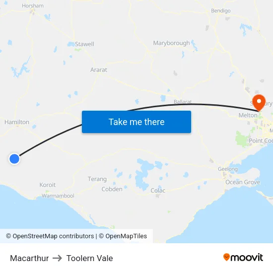 Macarthur to Toolern Vale map