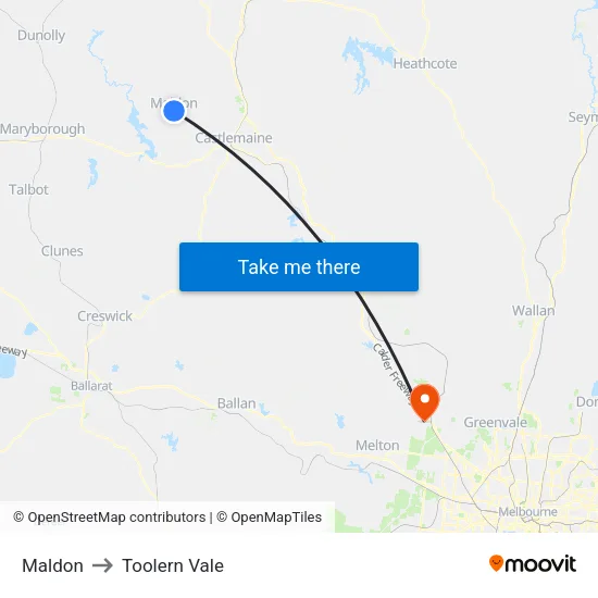 Maldon to Toolern Vale map