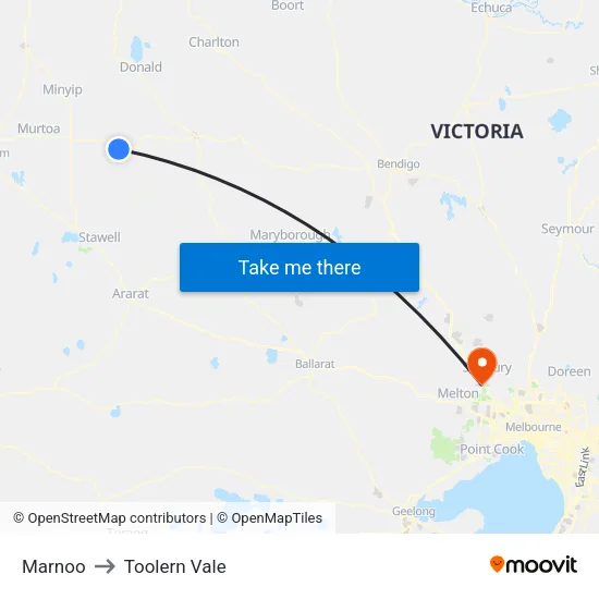 Marnoo to Toolern Vale map