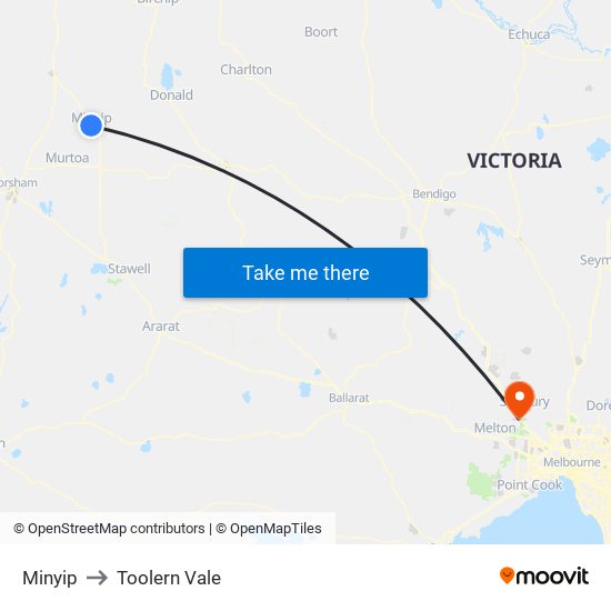 Minyip to Toolern Vale map