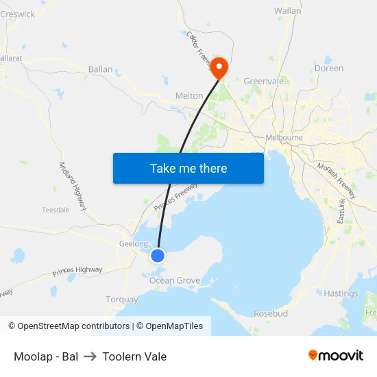 Moolap - Bal to Toolern Vale map