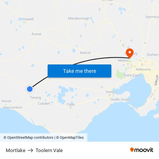 Mortlake to Toolern Vale map