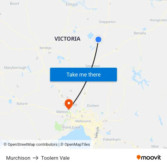 Murchison to Toolern Vale map