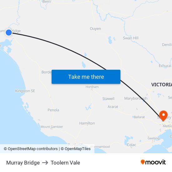 Murray Bridge to Toolern Vale map