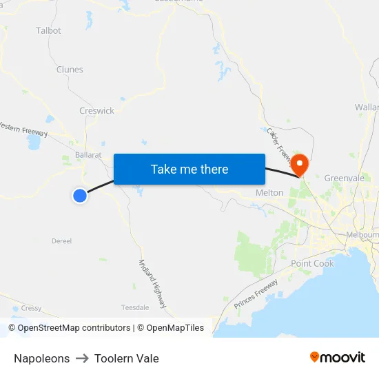 Napoleons to Toolern Vale map
