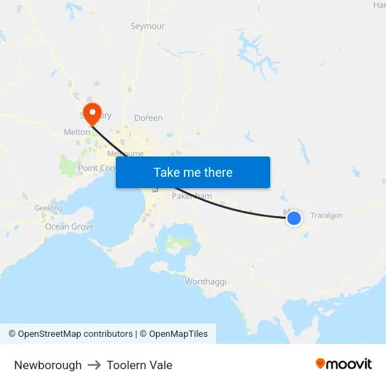 Newborough to Toolern Vale map