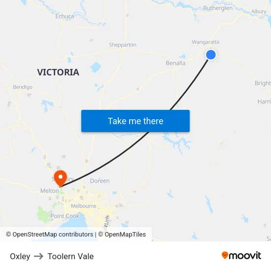 Oxley to Toolern Vale map