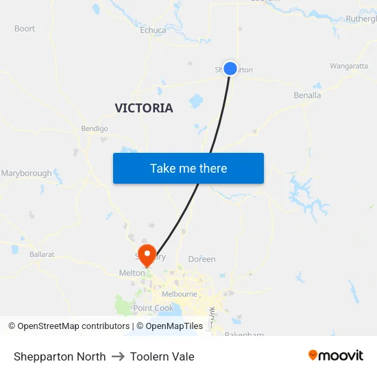 Shepparton North to Toolern Vale map