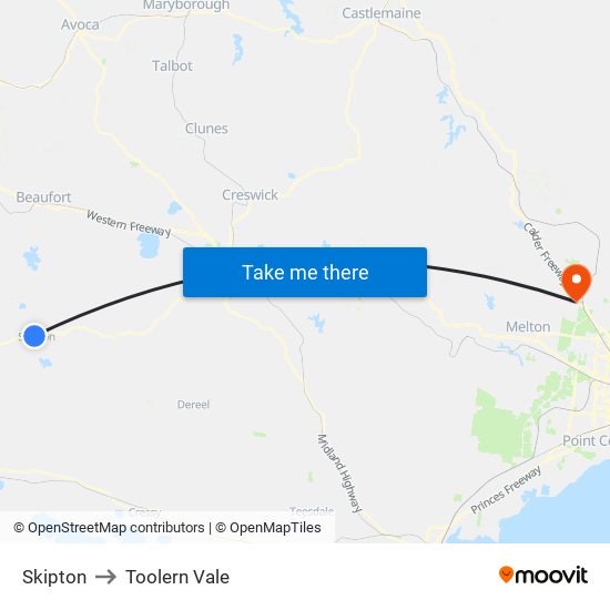 Skipton to Toolern Vale map