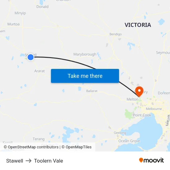 Stawell to Toolern Vale map