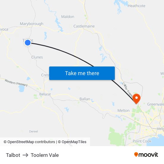 Talbot to Toolern Vale map